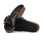 Birkenstock Madrid Big Buckle High Shine Sandal in Black Patent Narrow - styled look