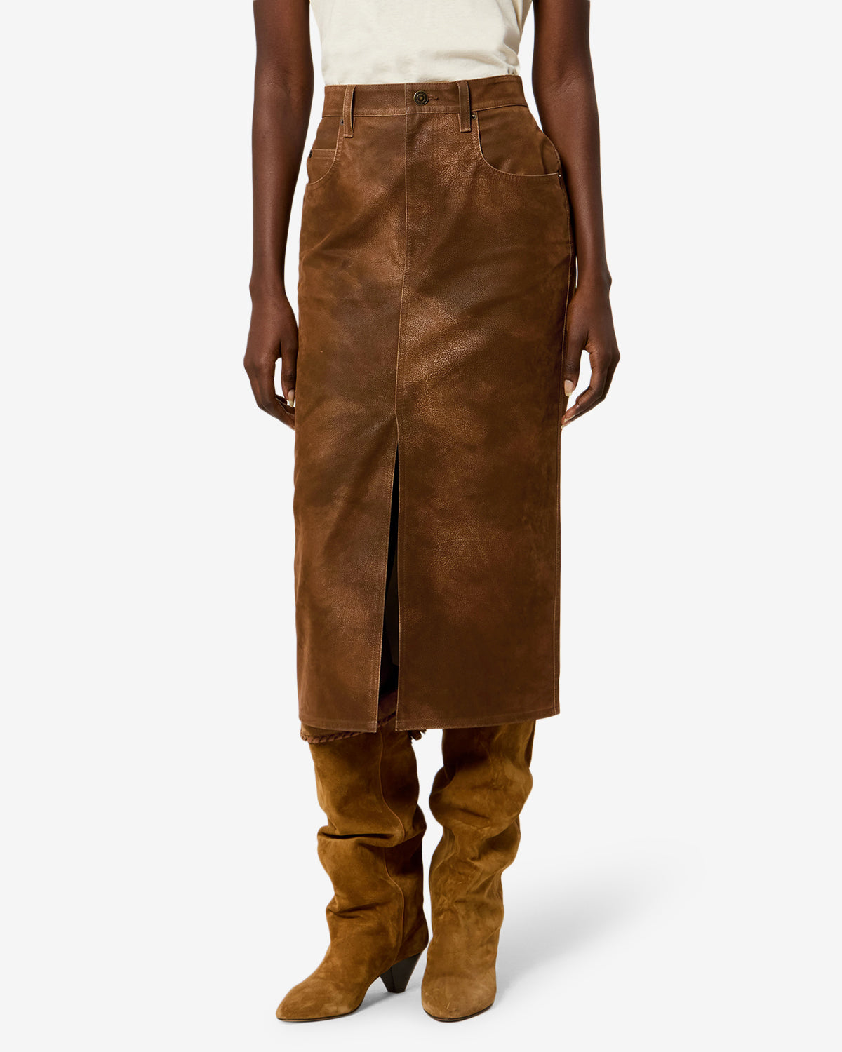Isabel Marant Bisane Skirt in Brown - styled look