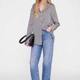 Anine Bing Bridget Shirt in White and Black Stripe