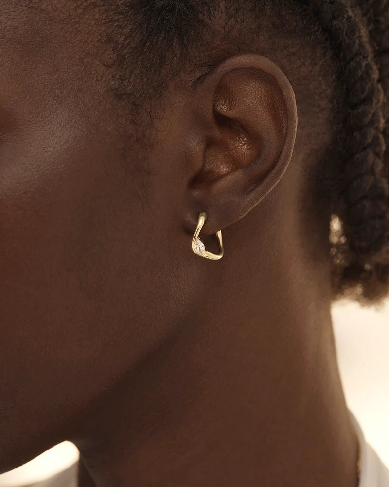 By Charlotte Crystal Wings Hoops in 18K Gold Vermeil