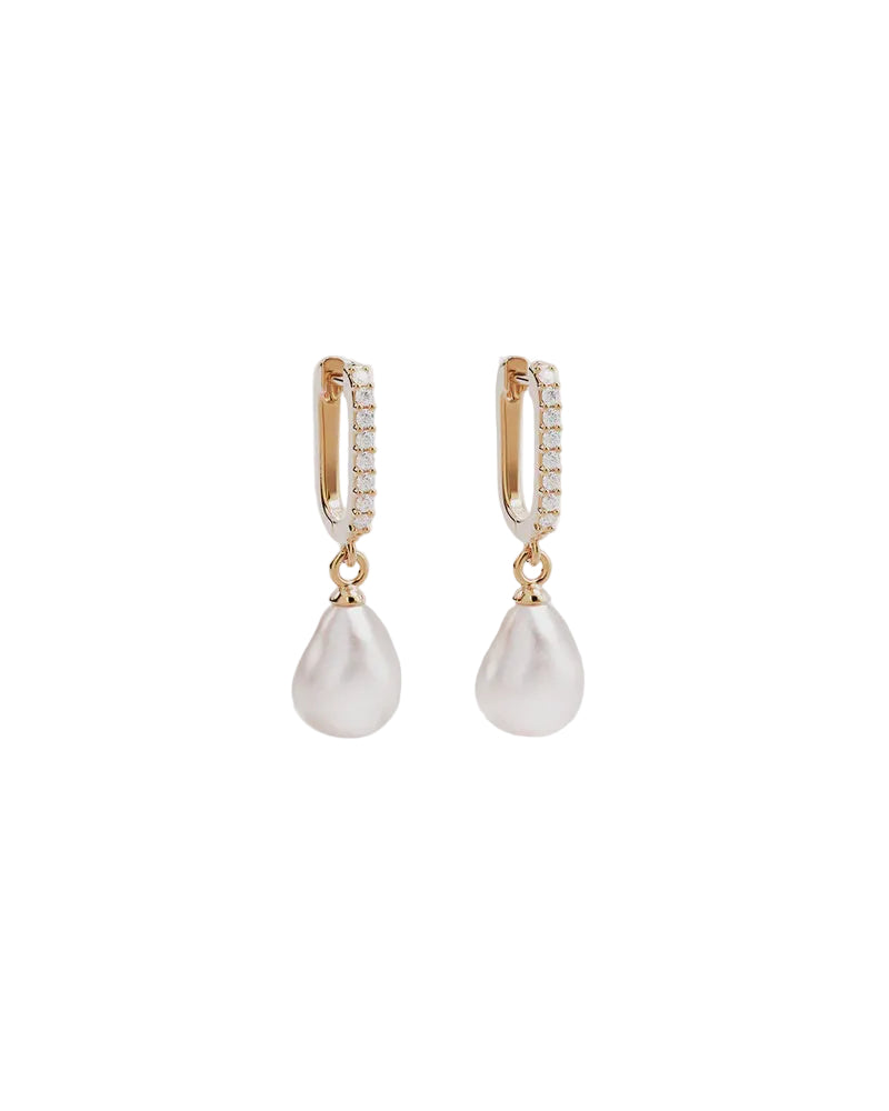 By Charlotte Love With Grace Lab-Grown Diamond Pearl Hoops in 18K Gold Vermeil