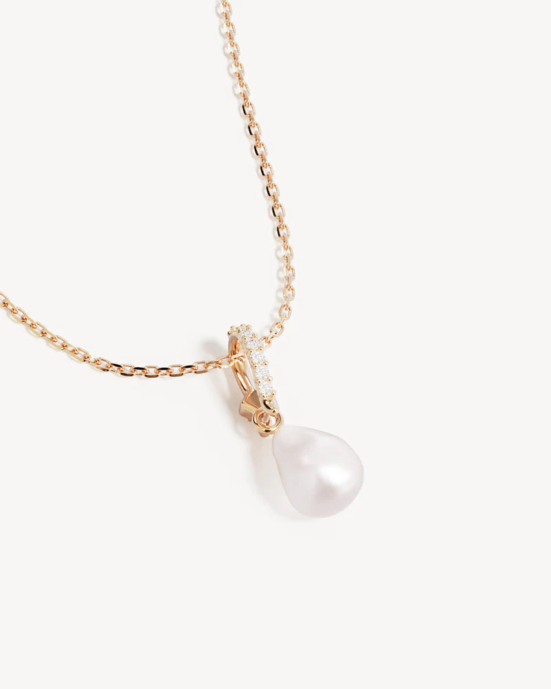 By Charlotte Love With Grace Lab-Grown Diamond Pearl Necklace in 18K Gold Vermeil