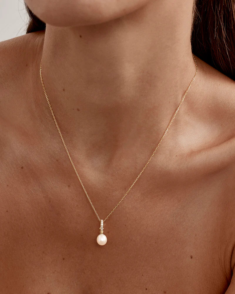 By Charlotte Love With Grace Lab-Grown Diamond Pearl Necklace in 18K Gold Vermeil