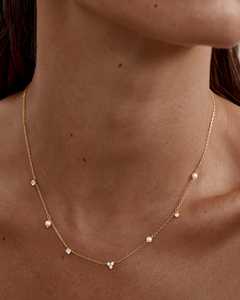 By Charlotte Moonlit Bloom Pearl Choker in 18K Gold Vermeil