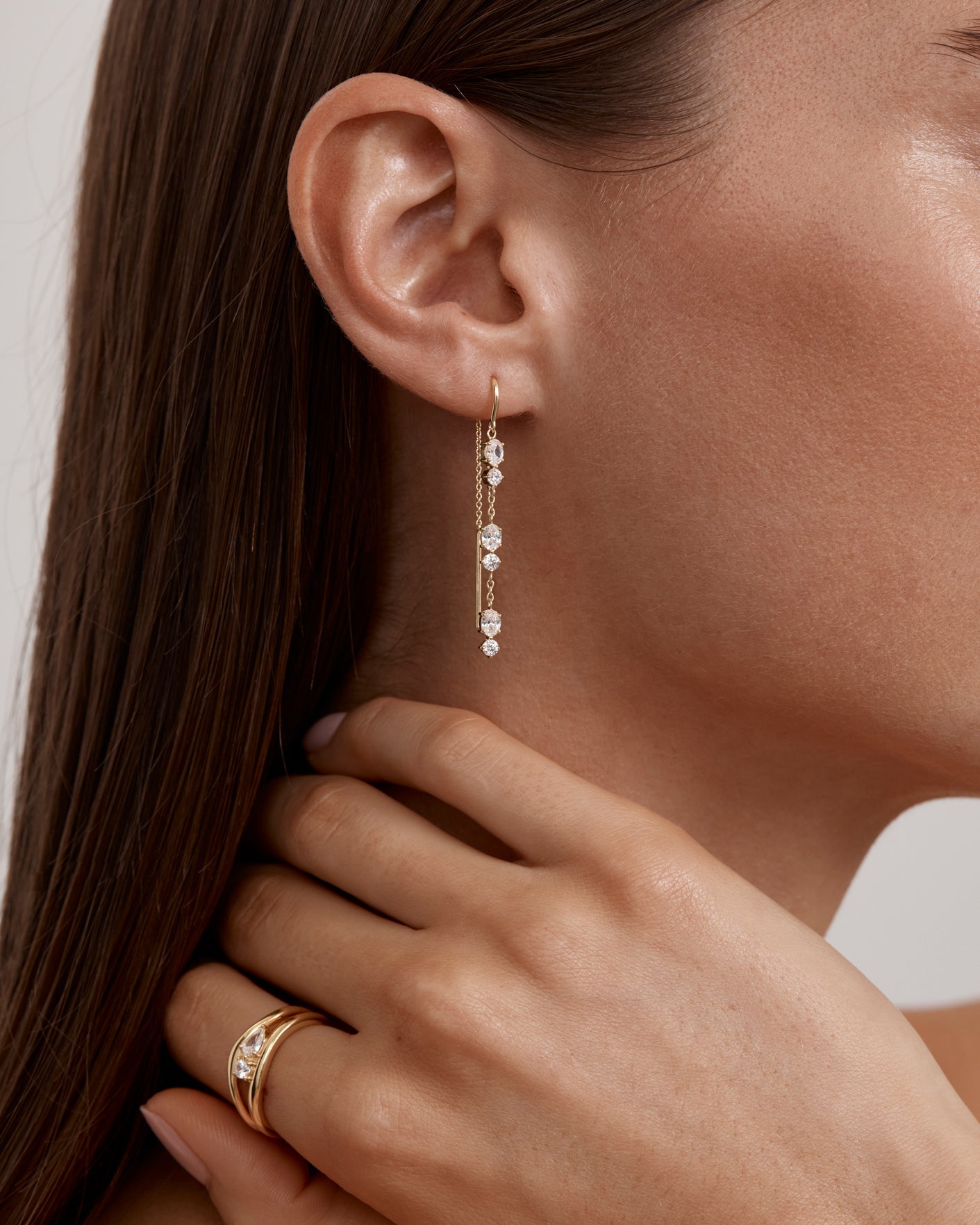 By Charlotte In The Stars Thread Earrings in 18k Gold Vermeil - side view