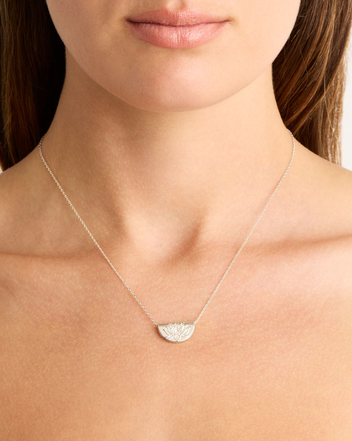 By Charlotte Lotus Necklace in Sterling Silver - side view