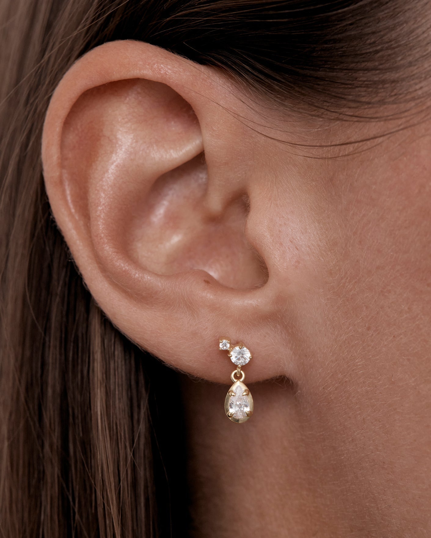 By Charlotte Quiet Radiance Drop Stud Earrings in 18k Gold Vermeil - side view