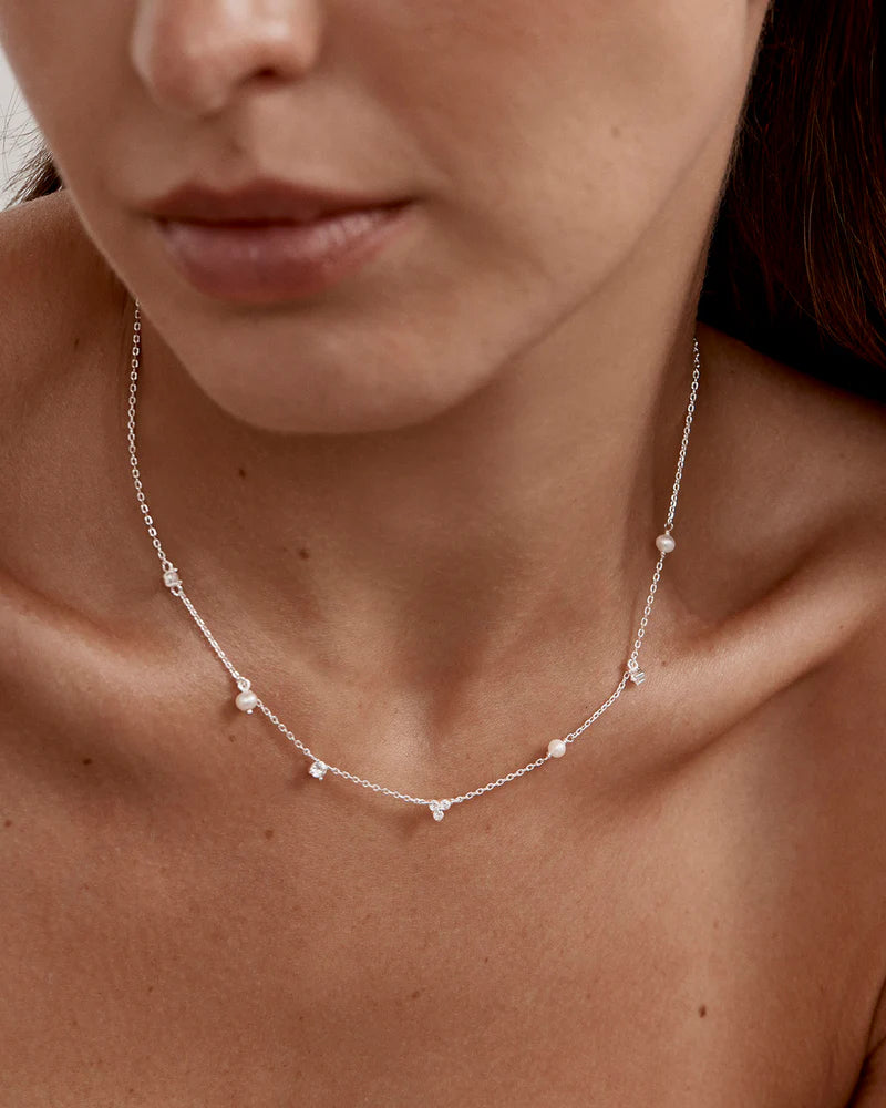 By Charlotte Moonlit Bloom Pearl Choker in Silver