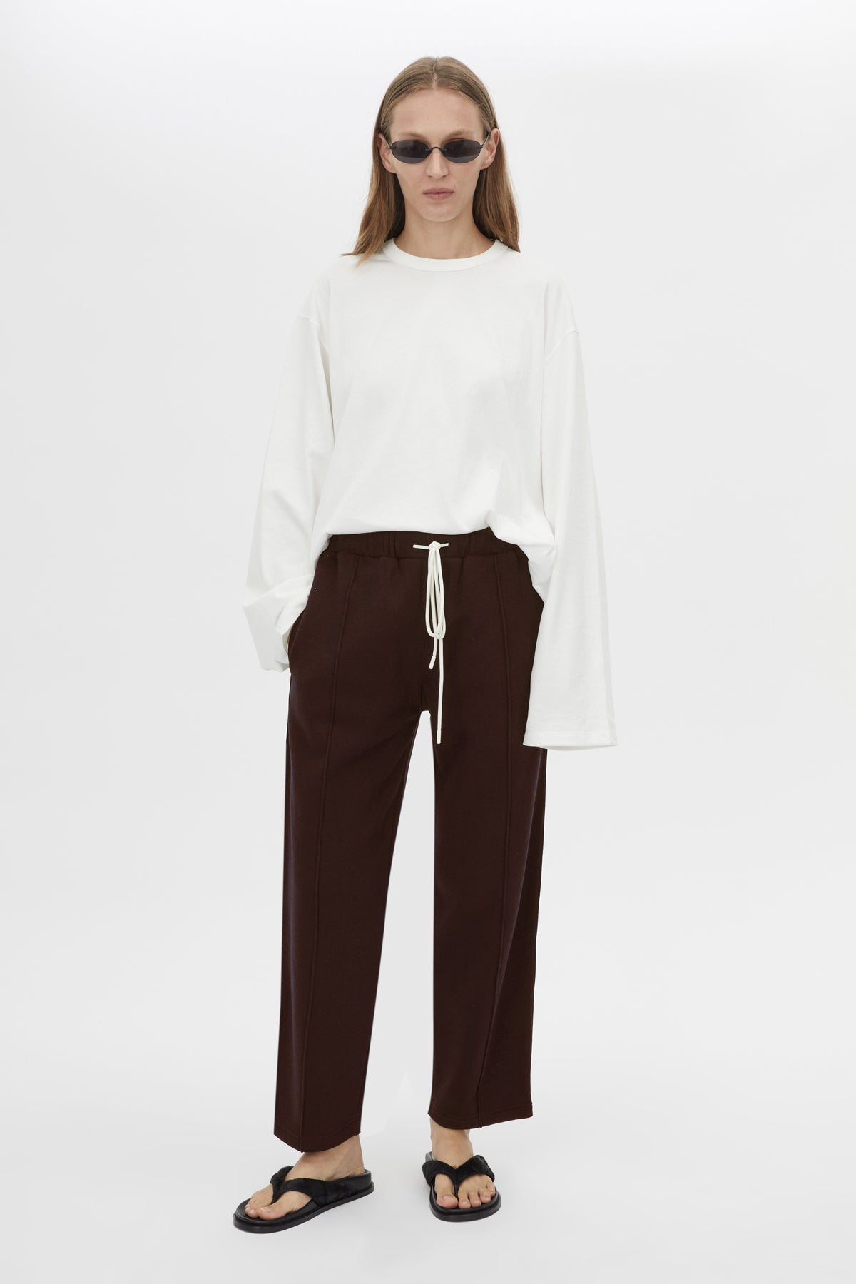 Camilla and Marc Zylus Track Pant in Chocolate and White