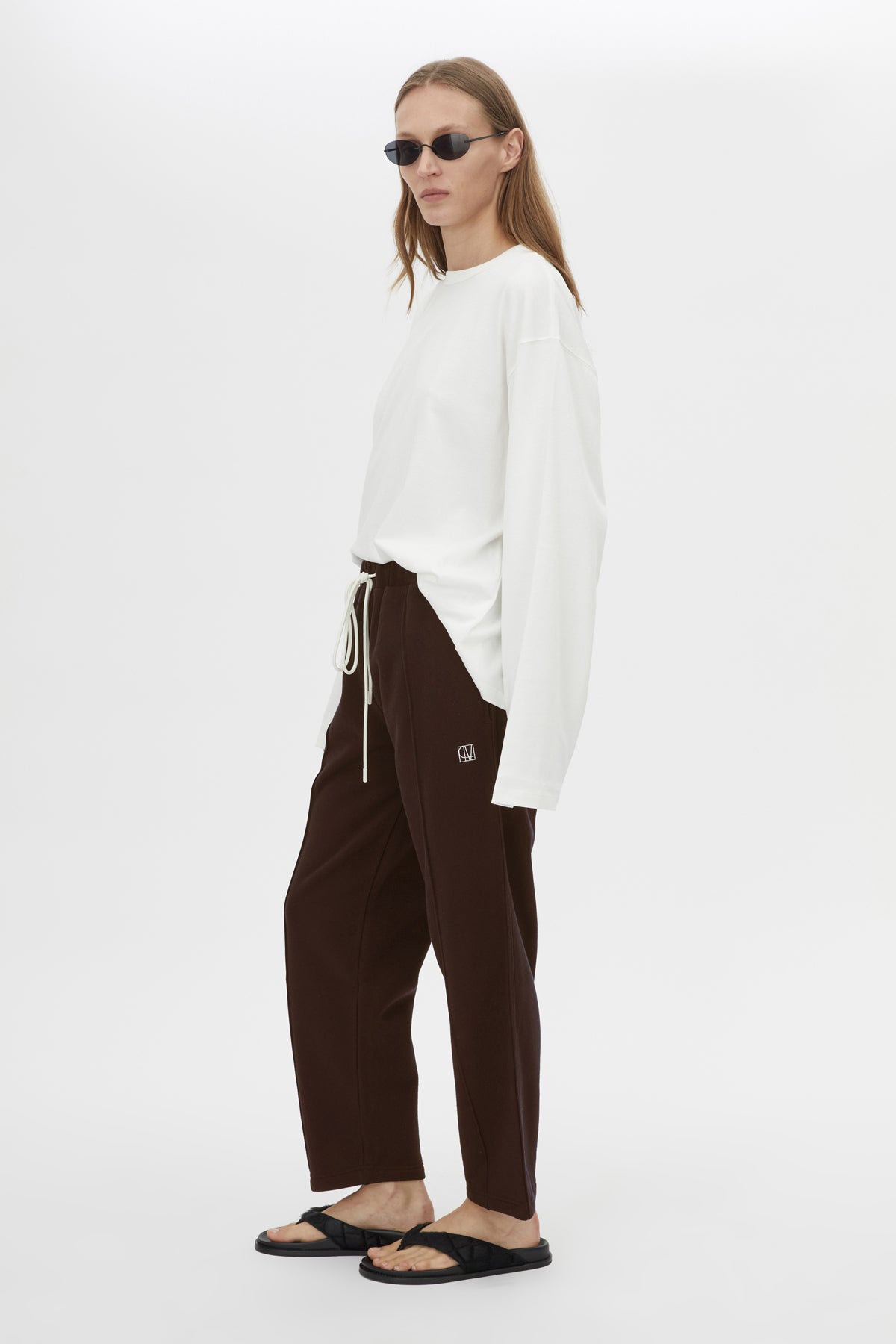 Camilla and Marc Zylus Track Pant in Chocolate and White