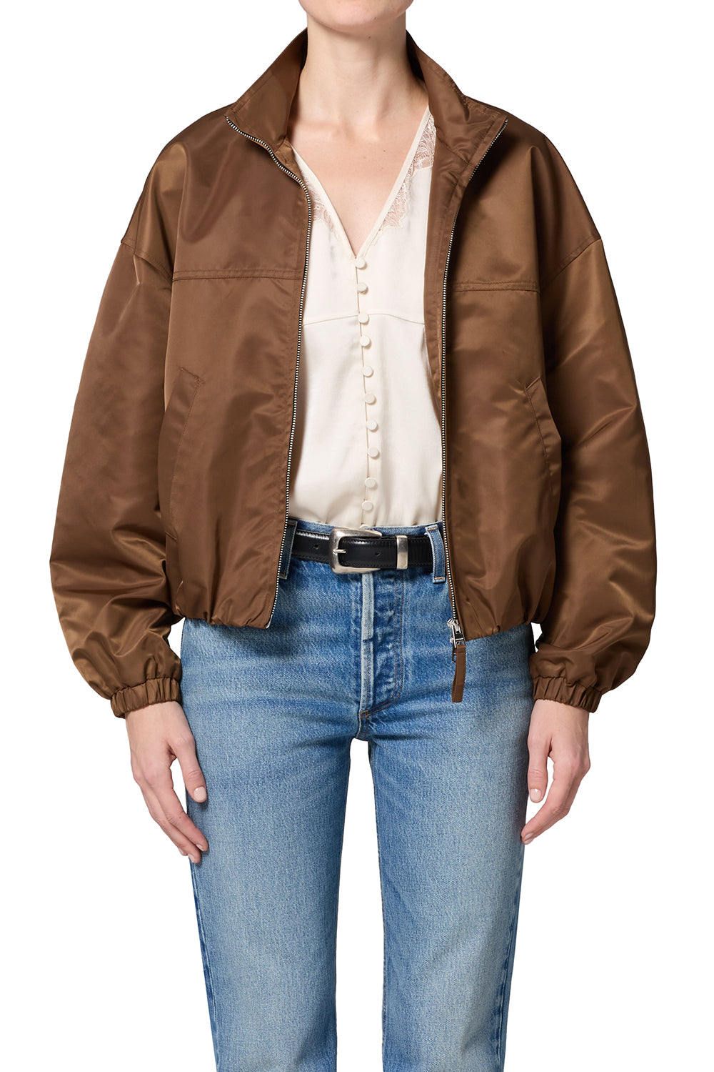 Citizens of Humanity Barracuta Bubble Jacket in Toffee - close up