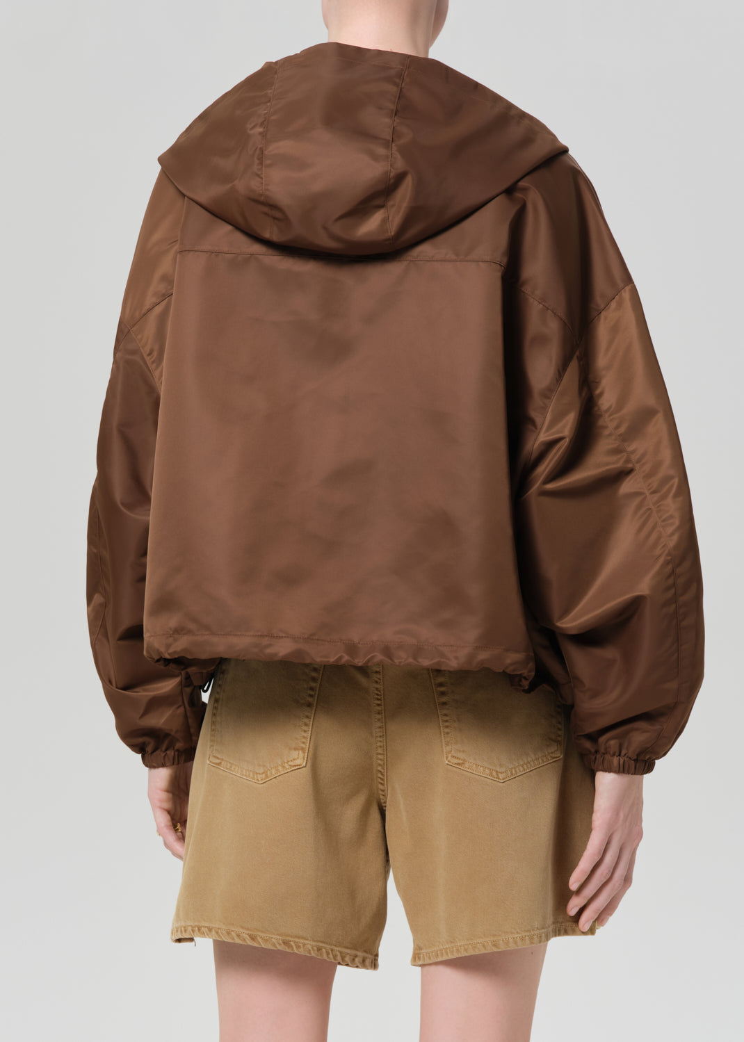 Citizens Of Humanity Cropped Nylon Windbreaker in Brown