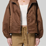 Citizens Of Humanity Cropped Nylon Windbreaker in Brown