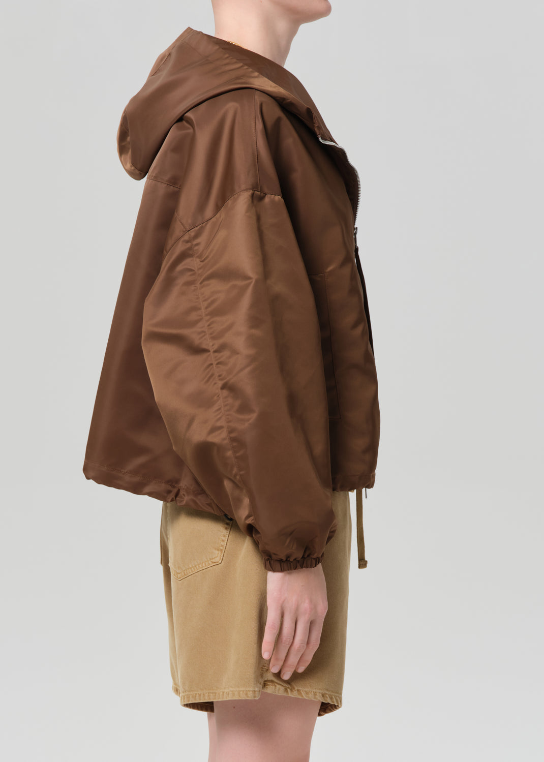 Citizens Of Humanity Cropped Nylon Windbreaker in Brown