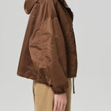 Citizens Of Humanity Cropped Nylon Windbreaker in Brown