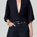 Citizens Of Humanity Franca Shirt In Portofino Twill in Navy
