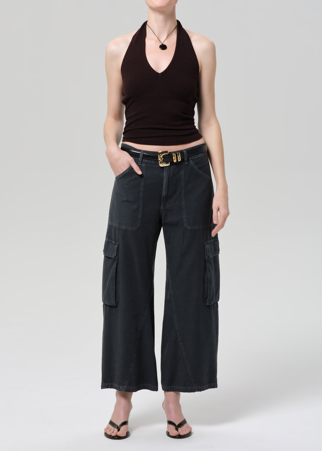 Citizens Of Humanity Thassos Twisted Seam Utility Pant in Washed Black