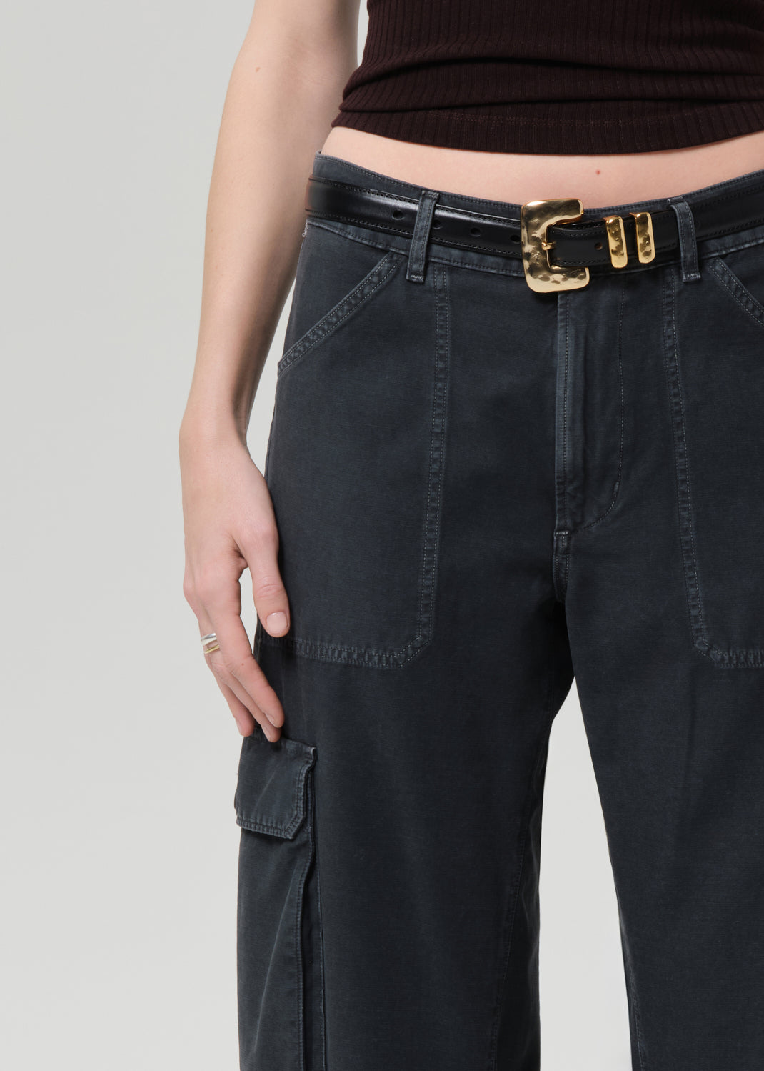 Citizens Of Humanity Thassos Twisted Seam Utility Pant in Washed Black