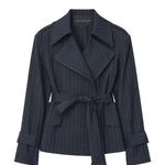 Camilla and Marc Brody Short Trench Coat in French Navy Stripe