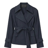 Camilla and Marc Brody Short Trench Coat in French Navy Stripe