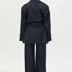 Camilla and Marc Brody Short Trench Coat in French Navy Stripe