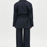 Camilla and Marc Brody Short Trench Coat in French Navy Stripe