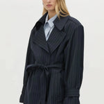 Camilla and Marc Brody Short Trench Coat in French Navy Stripe