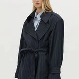 Camilla and Marc Brody Short Trench Coat in French Navy Stripe