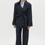 Camilla and Marc Brody Short Trench Coat in French Navy Stripe