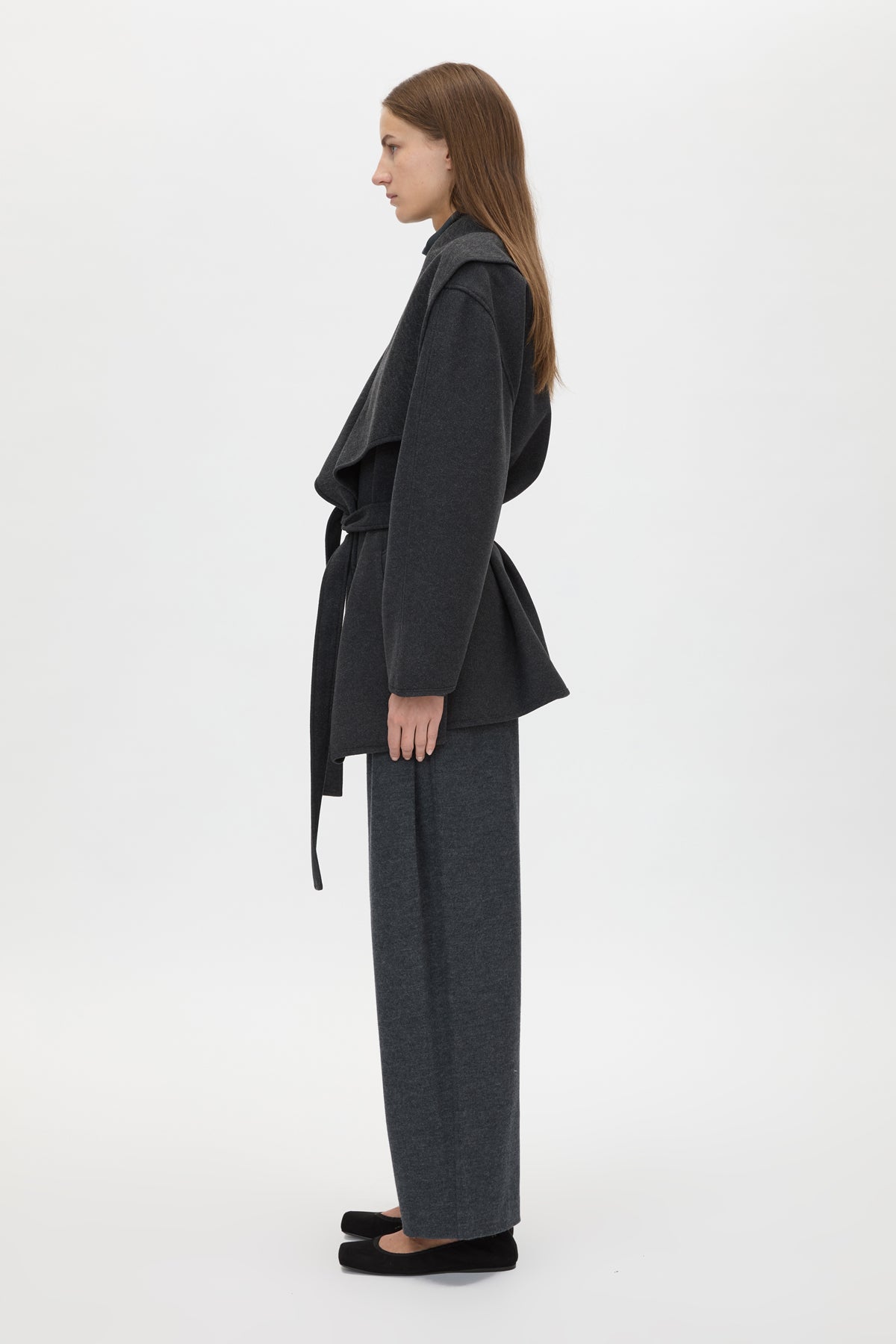 Camilla and Marc Audrey Wrap Jacket in Charcoal - detail view