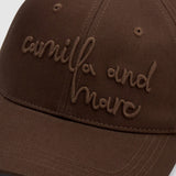 Camilla and Marc Maren Embroidered Cap in Chocolate - detail view