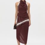 Camilla And Marc Barolo Dress in Plum and Cream - side view