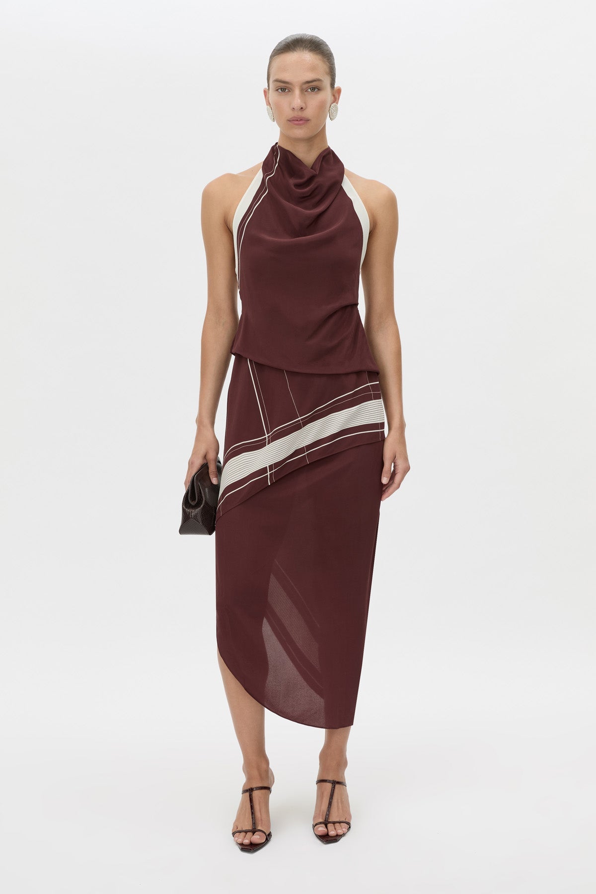 Camilla And Marc Barolo Dress in Plum and Cream - side view