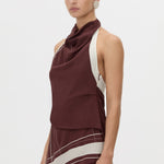 Camilla And Marc Barolo Dress in Plum and Cream - detail view