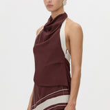 Camilla And Marc Barolo Dress in Plum and Cream - detail view