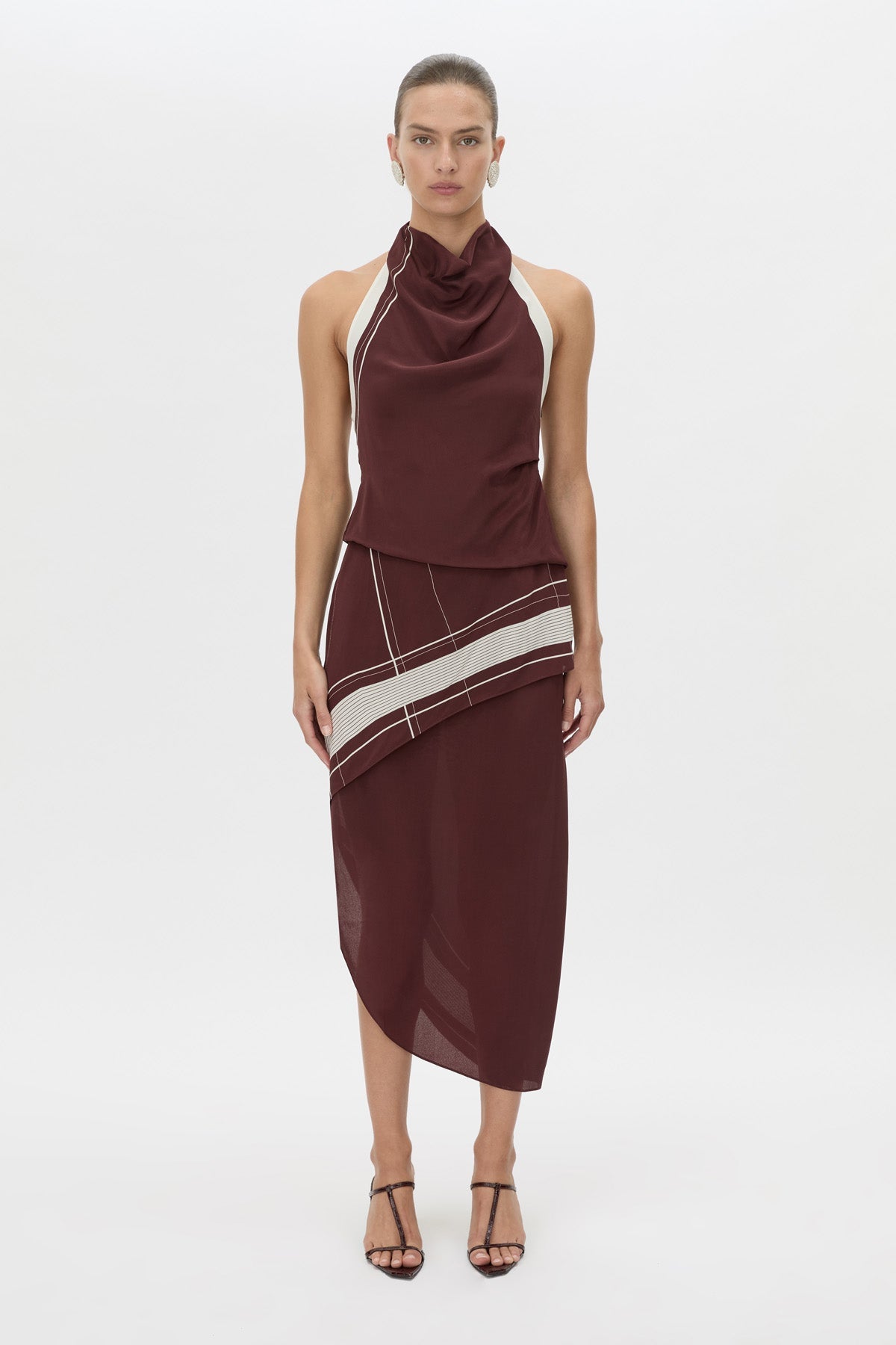 Camilla And Marc Barolo Dress in Plum and Cream - styled look