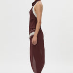 Camilla And Marc Barolo Dress in Plum and Cream - close up