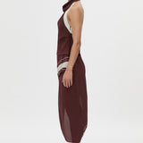 Camilla And Marc Barolo Dress in Plum and Cream - close up