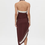 Camilla And Marc Barolo Dress in Plum and Cream - close up