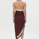 Camilla And Marc Barolo Dress in Plum and Cream - close up