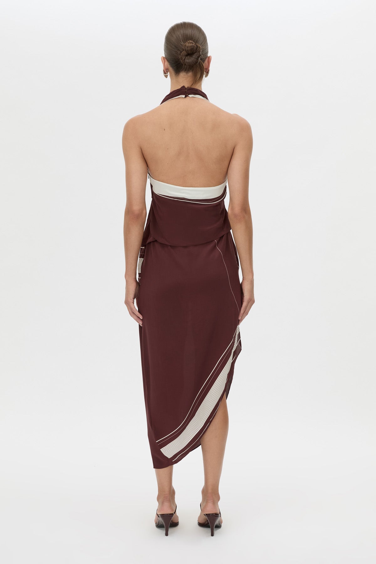 Camilla And Marc Barolo Dress in Plum and Cream - close up