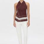 Camilla And Marc Barolo Top in Plum and Cream - side view