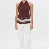 Camilla And Marc Barolo Top in Plum and Cream - side view