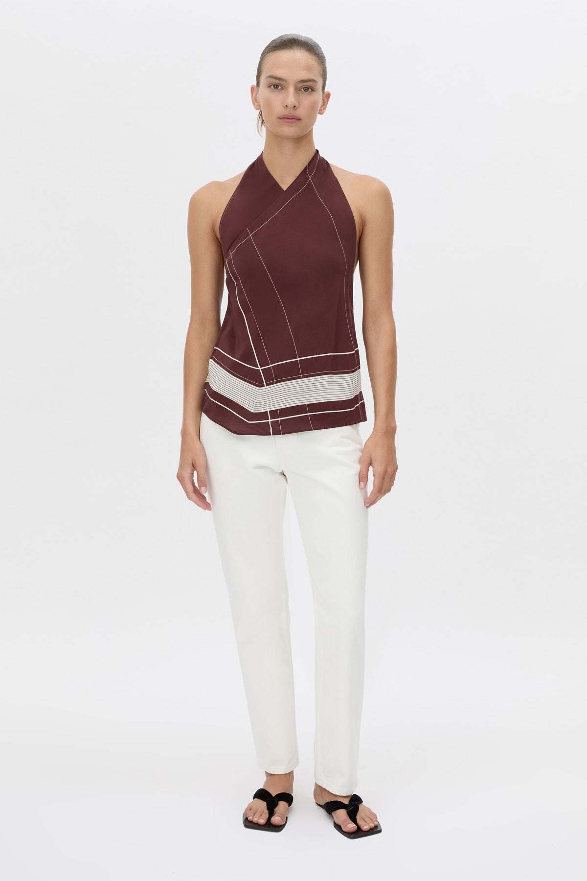 Camilla And Marc Barolo Top in Plum and Cream - side view