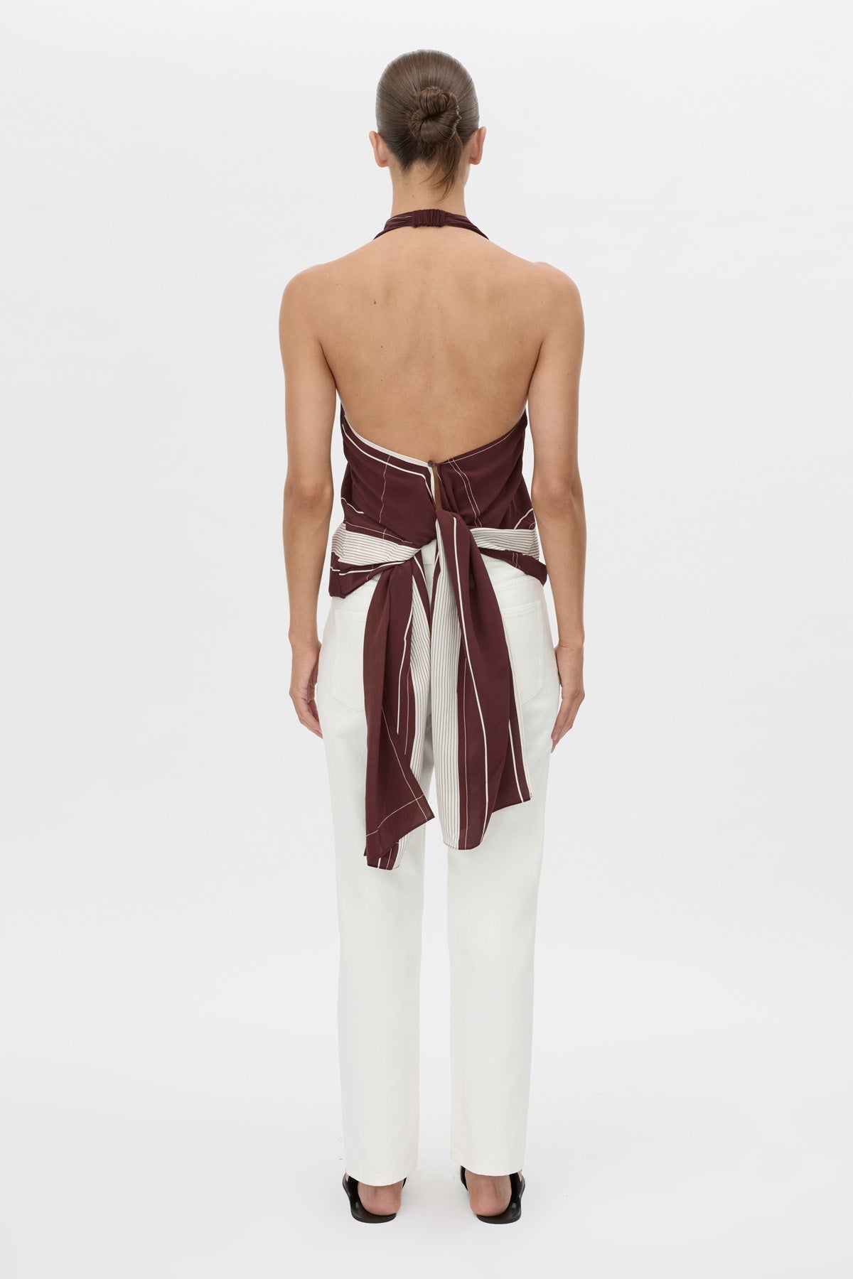 Camilla And Marc Barolo Top in Plum and Cream - close up