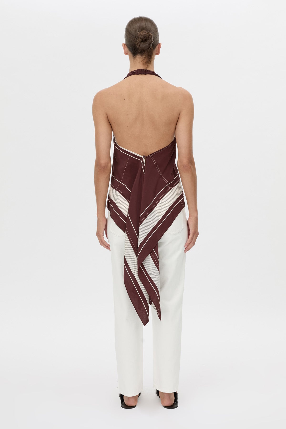 Camilla And Marc Barolo Top in Plum and Cream - close up
