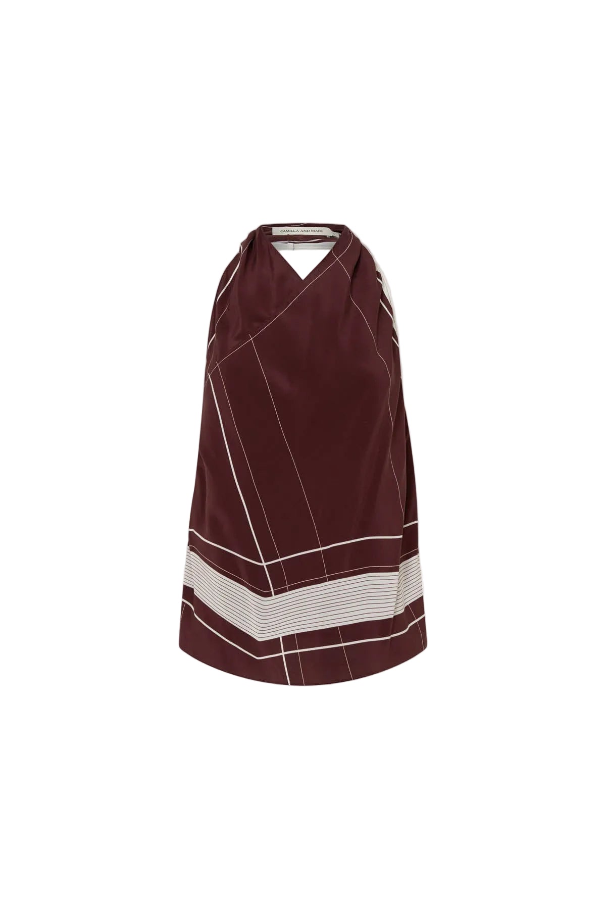 Camilla And Marc Barolo Top in Plum and Cream