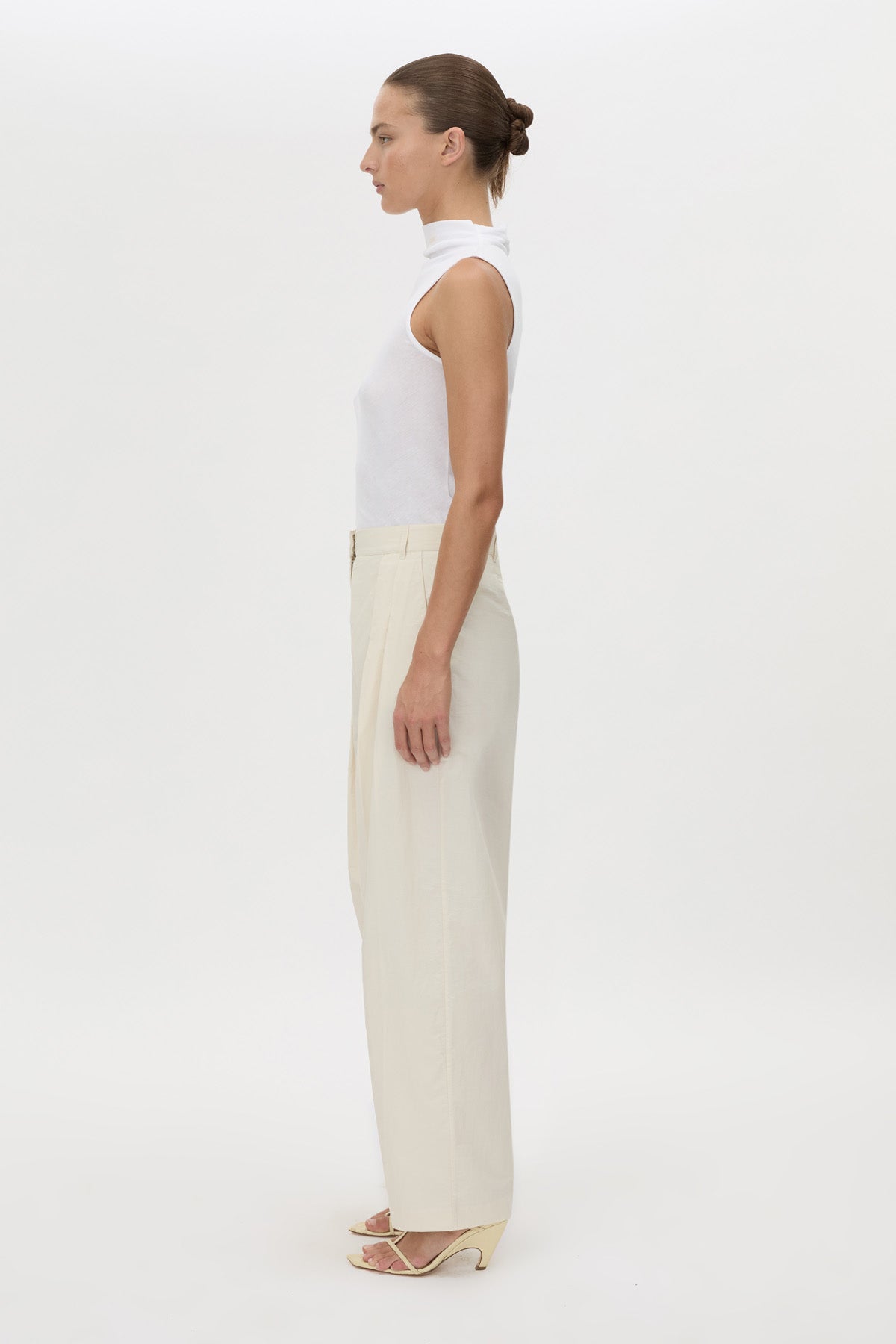 Camilla And Marc Inca Wide Leg Tailored Pant in Ivory - close up