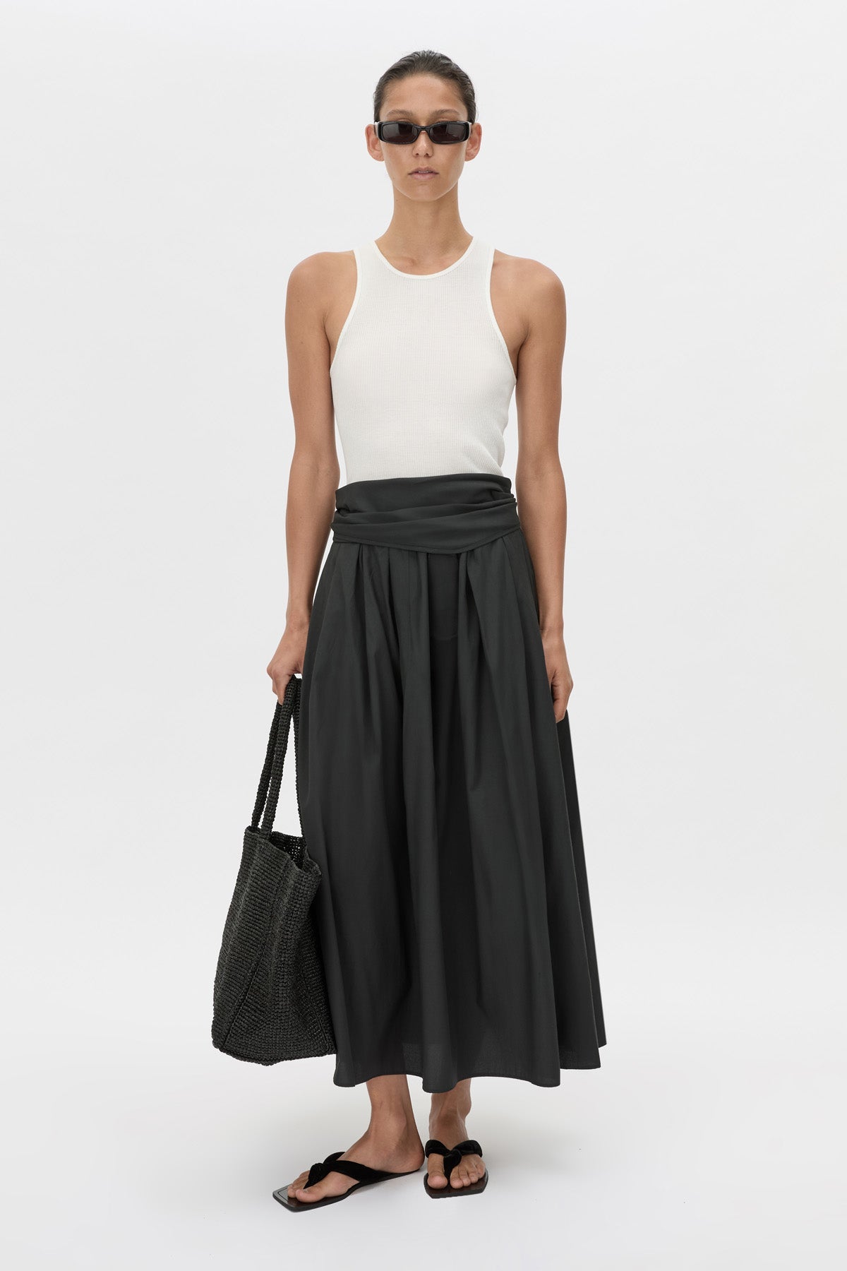 Camilla And Marc Milo Gathered Skirt with Belt in Black - side view