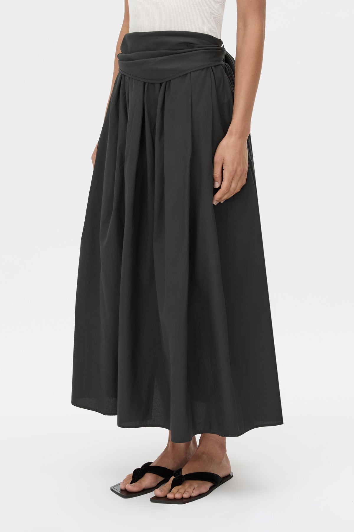 Camilla And Marc Milo Gathered Skirt with Belt in Black - detail view